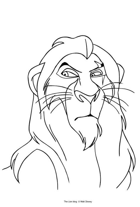 Scar Rey Leon, King Coloring Page, Lion King Coloring Pages, Disney Coloring Pages Printables, Free Disney Coloring Pages, Lion King Images, Scar Lion King, Lion Coloring, Super Coloring Pages