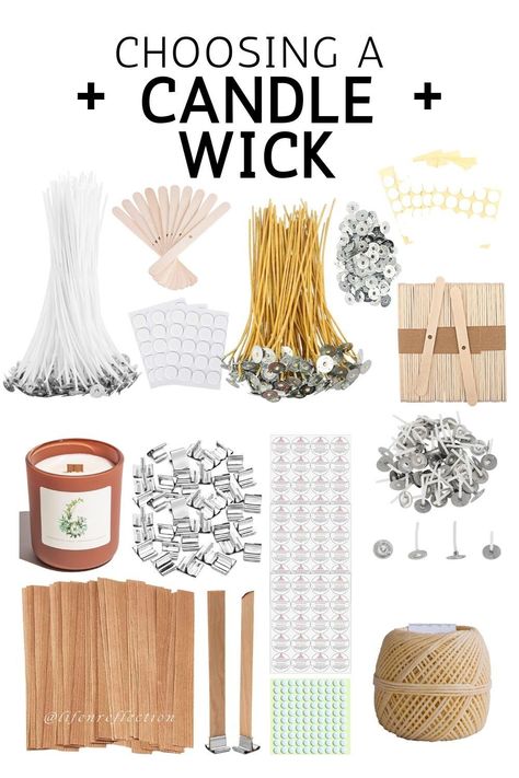 Are you ready to make candles but are stuck on choosing a candle wick? Find my favorite wicks for candle making here!   (earns commission) Diy Non Toxic Candles, Soy Candle Making Business, Candle Scent Recipes, Essential Oil Candle Recipes, Candle Packaging Ideas, Homemade Candle Recipes, Candle Business Ideas, Candle Tips, Candle Decorating