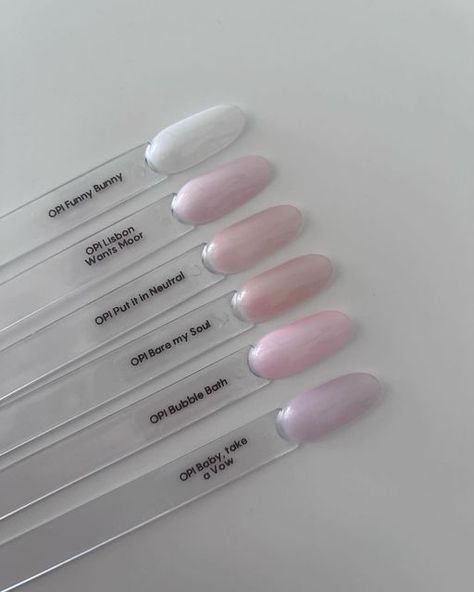 Neutral Opi Nails, Take A Bow Opi, Opi Neutral Colors, Opi Pink In Bio, Love Is In The Bare Opi Gel, Opi Neutral Nail Polish, Put It In Neutral Opi, Feminine Nails, Opi Swatches