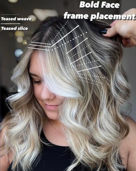 Face Frame Foil Placement, Face Framing Platinum Highlights, Blonde Accents Around Face, Face Frame Foil, Heavy Blonde Highlights On Brown Hair Face Framing, Face Frame Highlights Blonde, Heavy Face Framing Highlights, Blonde Framed Face Highlights, Balayage Side Part