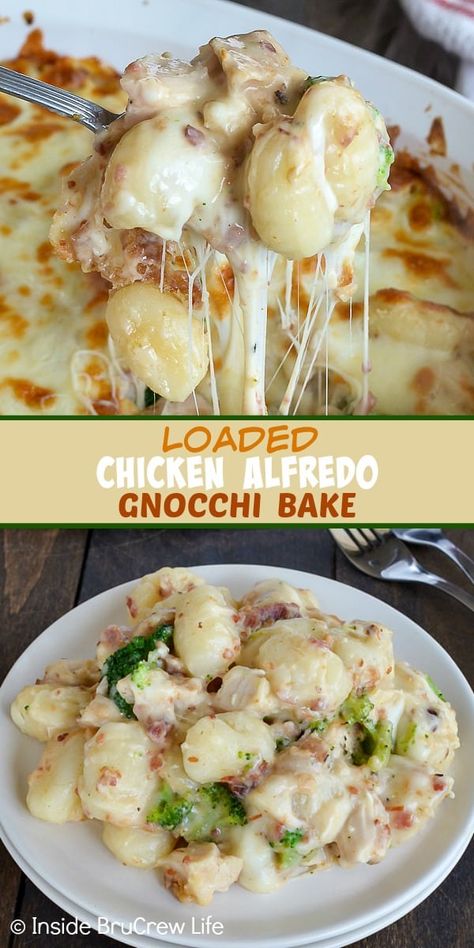 Dinners For One Person Healthy, Busy Night Dinners Families Easy Meals, Cheap Easter Dinner Ideas, 1 Person Dinner Ideas, Fast Easy Recipes Dinner, Alfredo Gnocchi Bake, Chicken Alfredo Gnocchi, Dinner For 5, Alfredo Gnocchi