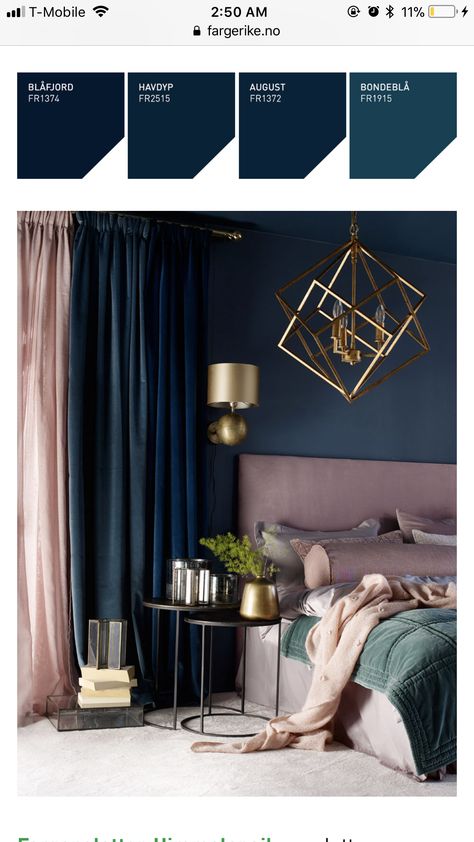 Purple And Blue Room Ideas Bedrooms, Navy And Purple Bedroom, Blue Pink Bedroom, Maximalist Interior Bedroom, Pink And Blue Bedroom, Bed Design Images, Minimalist Bedding Sets, Dark Blue Bedroom Walls, Blue And Pink Bedroom