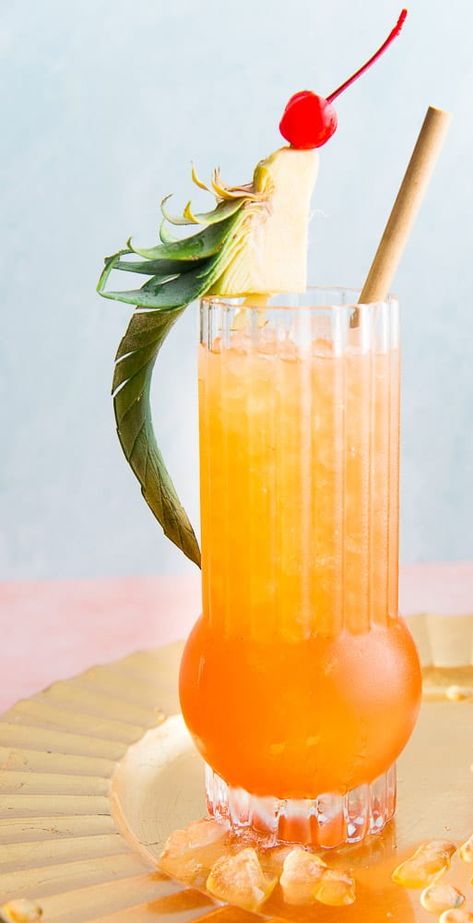 Dark Rum Drinks, Lime Garnish, Jungle Bird, Tropical Cocktails, Guava Juice, Jungle Birds, Bacardi Rum, Mocktail Recipes, Tiki Drinks