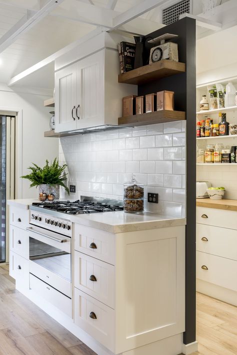 NOTE pantry behind partition wall Butler Pantry Behind Kitchen Wall, Walk In Pantry Behind Kitchen Wall, Pantry Behind Stove Wall, Kitchen With Pantry Behind Wall, French Kitchens Provincial, Butlers Pantry Behind Kitchen Wall, Butlers Pantry With Double Oven, Walk Through Pantry Behind Kitchen, French Provincial Laundry Room