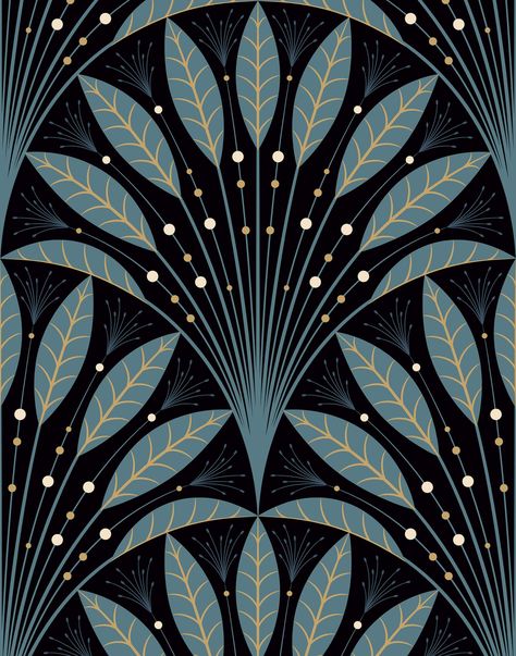 Art Deco Leaf Fan Wallpaper | Bobbi Beck | Bobbi Beck Beck Wallpaper, Fiori Art Deco, Fan Wallpaper, Motifs Art Nouveau, Statement Wallpaper, Van Gogh Almond Blossom, Deco Wallpaper, Teal Art, Art Deco Inspiration