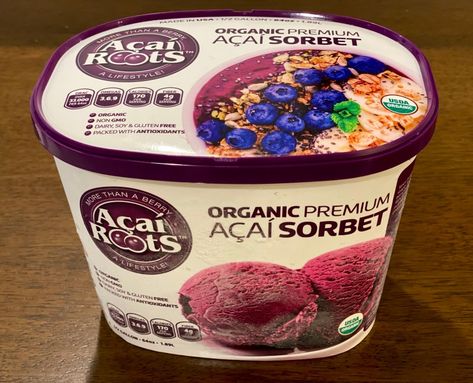 Acai Roots Acai Sorbet from Costco - style preservation Acai Sorbet, Low Iodine Diet, Snacks To Try, Costco Finds, Au Pair, Healthy Lifestyle Food, Acai Berry, Restaurant Ideas, Ben And Jerrys Ice Cream