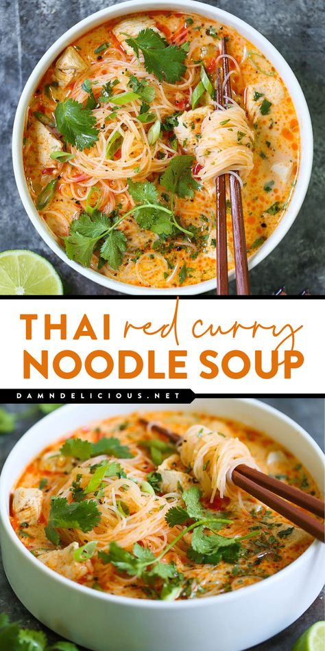 THAI RED CURRY NOODLE SOUP | #vegetarian recipes #easy vegetarian #recipes #tasty vegetarian recipes #healthy vegetarian recipes #good vegetarian recipes #simple vegetarian recipes | #VegetarianRecipes #VeganRecipes Thai Red Curry Noodle Soup, Simple Vegetarian Recipes, Vegetarian Main Meals, Red Curry Noodle Soup, Curry Noodle Soup, Vegetarian Recipes Dinner Healthy, Healthy Vegetarian Dinner, Curry Noodles, Curry Soup