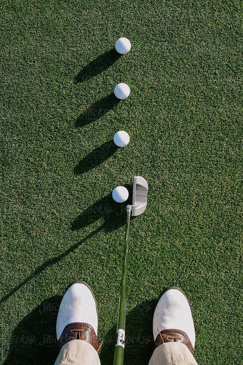 Golf Balls in Line while putting for Accuracy by Raymond Forbes LLC  - Golf, Putting - Stocksy United Creative photography Inspiration #awesomephotography #amazingphotography #landscapephotography #fineartphotography #familyphotography #creativephotography #aestheticphotography #photographyideas #learnphotography #photographyinspiration #stocksy #stocksyunited Golf Images, Golf Pictures, Golf Photography, Golf Inspiration, Golf Design, Golf Brands, Driving Range, Mental Training, Golf Balls