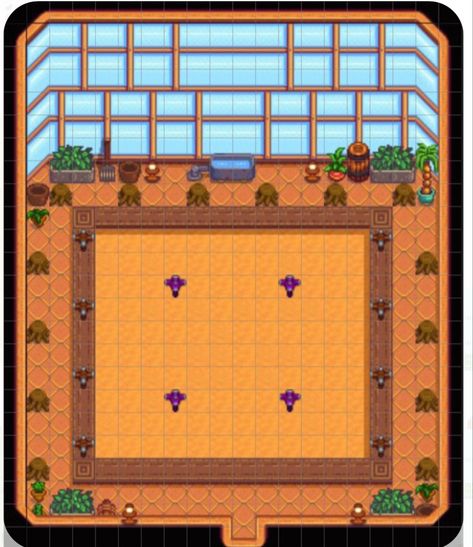 Stardew Valley Sprinkler Layout Greenhouse, Stardew Valley Farm Layout Greenhouse, Stardew Valley Greenhouse Tree Layout, Greenhouse Setup Stardew, Stardew Valley Farms Forest, Stardew Building Cost, Greenhouse Design Stardew, Sprinkler Set Up Stardew Valley, Stardew Valley Greenhouse Ideas