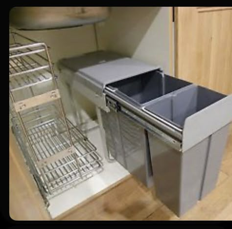 Diy Kitchen Organizer, Kitchen Sink Remodel, Pull Out Kitchen Cabinet, Kitchen Waste Bin, Kitchen Sink Organization, Under Sink Cabinet, Small Kitchen Organization, Small Kitchen Storage, Kitchen Organization Diy