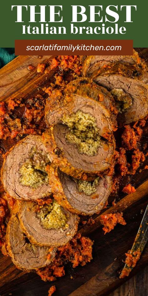 This tender Italian beef braciole recipe is a hearty, delicious dish cooked in sauce in the oven. The ultimate Italian comfort food, that is perfect for a Sunday family dinner or a festive holiday meal.