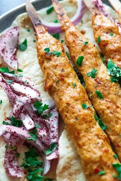 Juicy Chicken Kofta Kebabs | FalasteeniFoodie Chicken Kefta Kabobs, Chicken Kofta Kebab, Kefta Kabob Recipe, Fried Kibbeh Recipe, Chicken Kofta Recipe, Kefta Kabob, Kofta Kebab, Chicken Kofta, Kofta Recipe