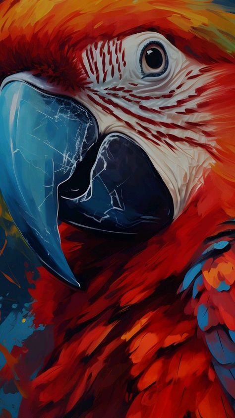 Macaw Painting, Birds Scenery, Macaw Art, Parrot Drawing, Parrot Painting, Parrots Art, Fabric Painting Techniques, Digital Portrait Art, Africa Art