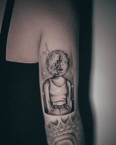 Top 100 Best Disco Ball Tattoos For Women - Groovy Design Ideas Disco Ball Cherry Tattoo, Disco Tattoo, Disco Ball Tattoo, Plant Sketches, Cherry Tattoos, Ball Tattoo, Groovy Design, Tattoo Me, Glitz And Glamour