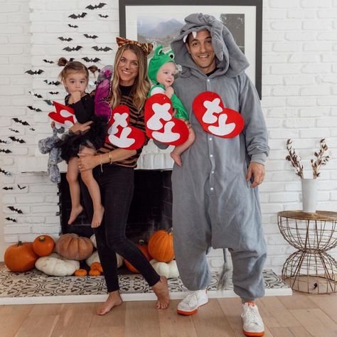 50+ Fun Family Halloween Costumes To Try This Year! - Prada & Pearls Family Halloween Photoshoot, Beanie Baby Costumes, Purim Costumes, Family Halloween Costume, Elephant Costumes, Frog Costume, Toddler Halloween Costumes, Halloween Photoshoot, Group Costumes