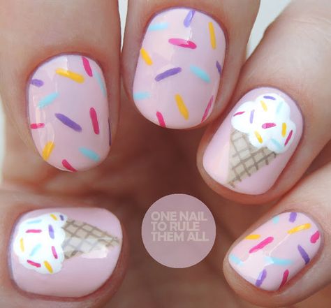 Feather Nail Designs, Ice Cream Nails, Kids Nail Designs, Girls Nail Designs, Nail Art For Kids, Feather Nails, Unghie Sfumate, Nagellack Trends, Baby Nails