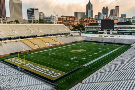 Bobby Dodd Stadium, Georgia Tech Football, Environmental Branding, Sports Turf, Georgia Institute Of Technology, Football Stuff, Georgia Tech Yellow Jackets, Yellow Jackets, Football Stadium