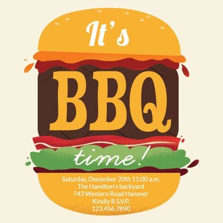 Really Big BBQ - Party Invitation Template (Free) | Greetings Island Barbeque Invitations, Free Party Invitations, Bbq Party Invitations, Burger Party, Party Invitation Design, Backyard Bbq Party, Grilling Menu, Bbq Picnic, Greetings Island