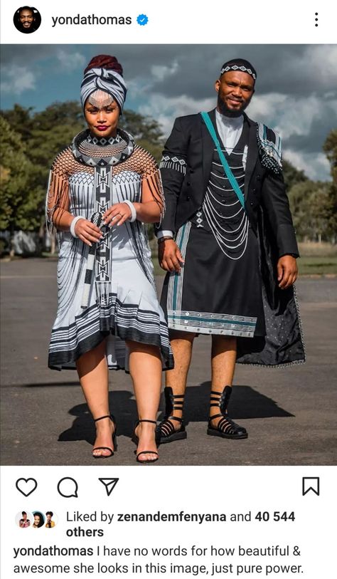 Former 'Generations: The Legacy' actor Yonda Thoma’s wife, Taz Emeran, took to social media to pen a heartfelt message to him. Traditional Wear For Women, Xhosa Traditional Dresses, Xhosa Wedding, Matching Outfits For Couples, Xhosa Traditional Attire, Outfits For Couples, Xhosa Attire, South African Traditional Dresses, African Traditional Wear