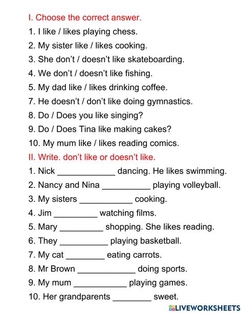 Do or does online activity for 4. You can do the exercises online or download the worksheet as pdf. Do Does Worksheet Grade 2, Do Or Does Worksheet, Do Does Worksheet, English Excercise, Do Does, Grammar Work, Conjunctions Worksheet, Helping Verbs, English Worksheets For Kindergarten