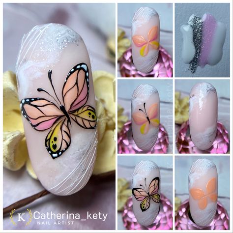 Butterfly Nail Art Tutorial, Spider Gel, Butterfly Nail Designs, Nails Tutorial, Home Nail Salon, Butterfly Nails, Pretty Toe Nails, Bell Button, Gel Nail Art Designs