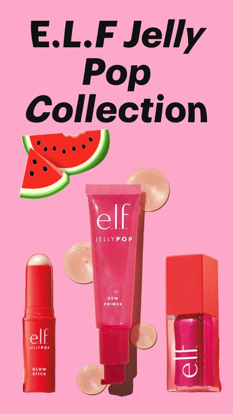 Exclusive Jelly Pop Collection from E.L.F! Jelly pop primer, glow stick and lip oil! Jelly Pop Primer, Glow Lip Oil, Glow Stick, Pop Collection, Glow Sticks, Lip Glow, Lip Oil, Jelly, Elf