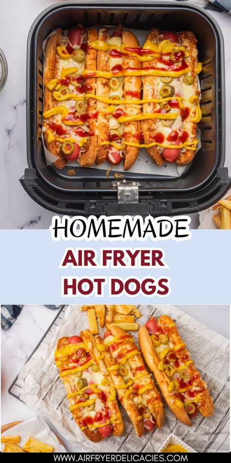 A plate of golden-brown hot dogs with crispy edges, served with buns and condiments, next to an air fryer. Airfryer Hotdogs, Air Fryer Hot Dogs, How To Cook Hotdogs In Air Fryer, How To Cook Hot Dogs In Air Fryer, Hot Dog In Air Fryer, Turkey Hot Dogs In Air Fryer, Air Fryer Hot Dogs Time, Family Cooking Recipes, Fried Hot Dogs