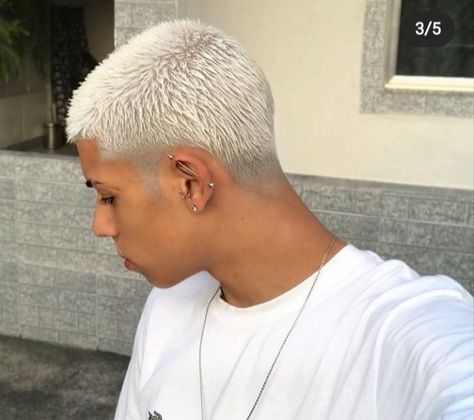 Silver Buzzcut Men, Icy Blonde Hair Men, Men’s Platinum Hair, Redhead Buzzcut, Short Platinum Blonde Hair Men, Gray Buzzcut, Silver Buzzcut, White Short Hairstyles, White Buzzcut