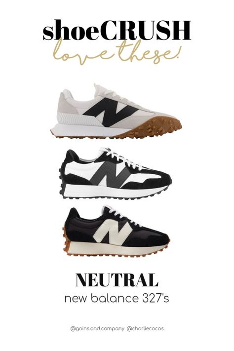 New Balance 2023 Women, Women Neutral Sneakers, New Balance 327 Black And White, New Balance Shoes 2023, New Balance Womens Sneakers, Black 327 New Balance Outfit, New Balance Classics Outfit, Womens New Balance 327 Outfit, Black New Balance 327 Outfit