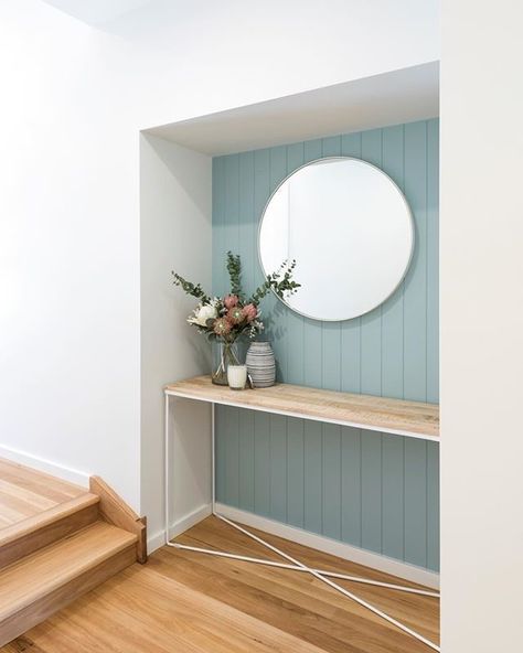 When there's a nook, make it a feature! Phot Vj Panelling, Console Styling, Study Nook, Lounge Room, Home Reno, Home Office Design, House Inspo, House Inspiration, Feature Wall