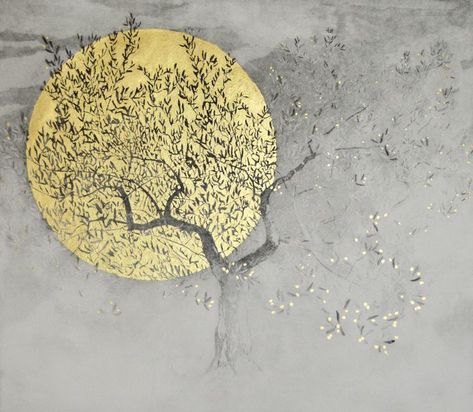 Bright Moon, Modern Artwork Abstract, Modern Textiles, American Quilt, Meditation Art, Moon Painting, Moon Sun, Olive Tree, Metal Plate