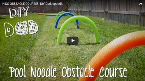 Backyard Dog Playground, Noodle Obstacle Course, Pool Noodle Obstacle Course, Toddler Obstacle Course, Outdoor Games For Toddlers, Obstacle Course For Kids, Backyard Obstacle Course, Playground Kids, Dog Agility Course