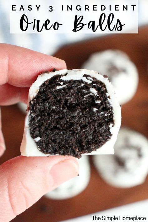 Oreo balls are a wonderful bite sized treat that are easy to make and absolutely delicious! They have a sweet almond bark shell with a smooth and creamy Oreo inside that makes them irresistible. Follow the link for the recipe! #oreoballs #3ingredientoreoballs #3ingredientdessert #oreotruffles #oreos #oreodessert Oreo Balls Recipe 3 Ingredients, Oreo Ball, Oreo Balls Recipe, Oreo Truffle, Oreo Truffles Recipe, Oreo Cookie Balls, Oreo Balls, Bite Size Desserts, Oreo Truffles