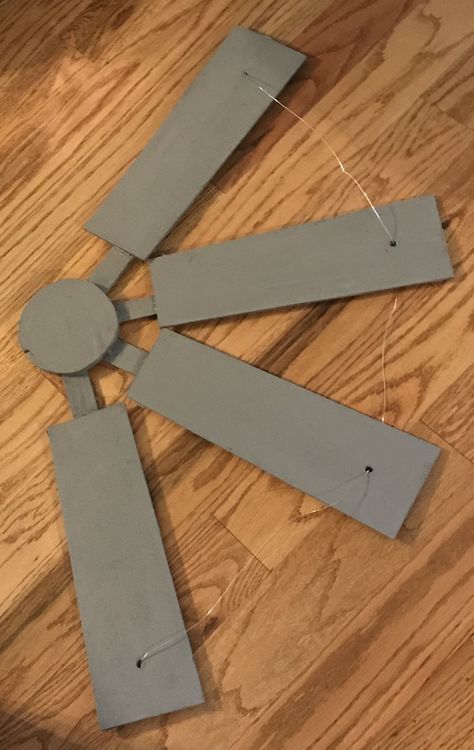 Diy Fan Blades, Diy Windmill, Windmill Diy, Windmill Ceiling Fan, Ceiling Fan Motor, Farmhouse Projects, Wild West Theme, Ceiling Fan Blades, Dollar Store Diy Projects