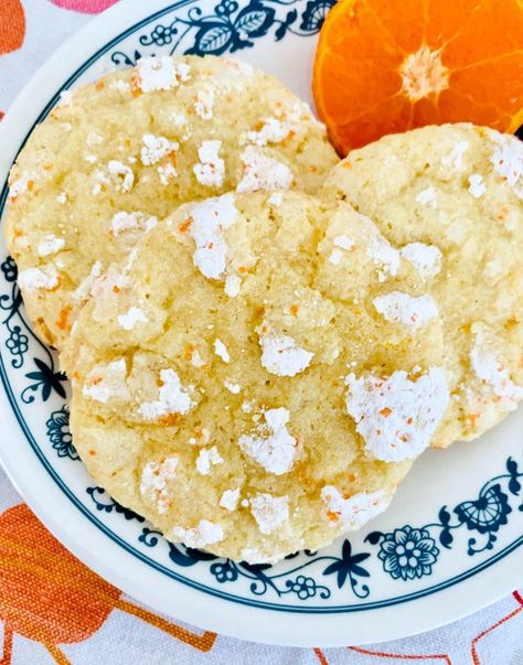 Mandarin Orange Crinkle Cookies – Coconut & Lime Orange Crinkle Cookies, Mandarine Recipes, Cookies Coconut, Cookie Platter, Orange Cookies, Favorite Cookie Recipe, Lunch Box Snacks, Crinkle Cookies, Drop Cookies