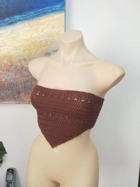 Brown crochet bandana top, festival top, summer crop top - 100% cotton by CosyBabyau on Etsy Crochet Bandana Top, Bandana Crochet, Crochet Bralette Top, Cute Bandana, Summer Crop Top, Crochet Bandana, Brown Crochet, Bandana Top, Crochet Bralette