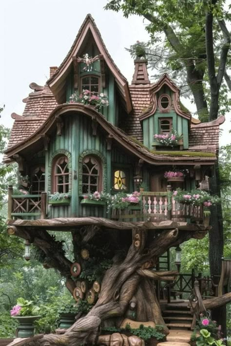 Magical House Exterior, Storybook Architecture, Magical Treehouse, Fairy Tale House, Fairytale Houses, Beautiful Tree Houses, Fantasy Cottage, Storybook House, Fairy Tale Cottage