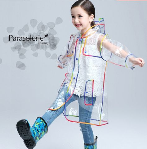 Cheap Raincoats, Transparent Raincoat, Poncho Raincoat, Raincoat Outfit, Red Rain, Coat Street Style, Raincoat Kids, Rain Rain, Yellow Raincoat