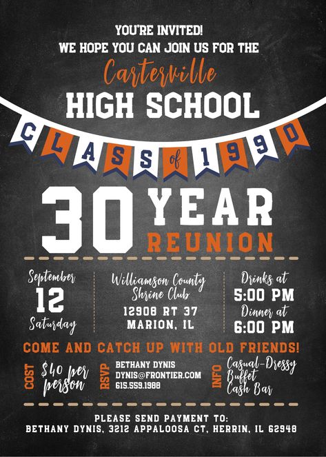 10 Year Reunion Invitation, Class Of 1994 Reunion, Class Reunion Save The Date, School Alumni Ideas, 30 Year Reunion Ideas, 30 Year Class Reunion Ideas, 20 Year Class Reunion Ideas, 90s Dance Party, 30 Year Class Reunion