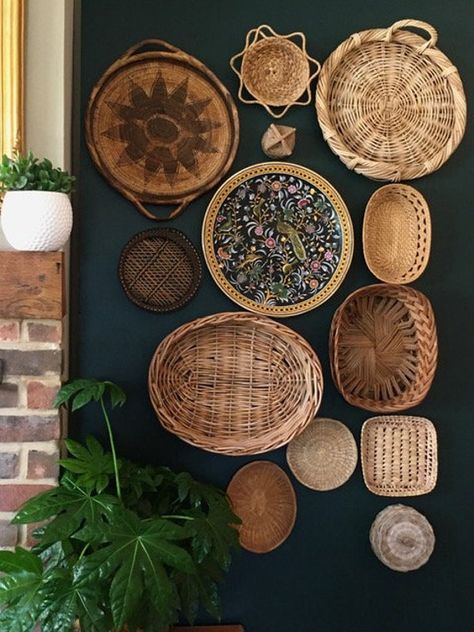 Basket Walls Boho, Basket Walls, Wicker Basket Wall, Rattan Wall Decor, Wicker Wall Decor, Woven Basket Wall, Rustic Baskets, Basket Wall Art, Japandi Decor