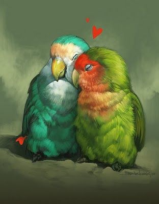 birdie love Lovebird Painting, Love Bird Drawing, Love Birds Tattoo, Lovebirds Painting, Love Birds Drawing, Lovebirds Art, Love Birds Painting, Bird Artwork, Tableau Art