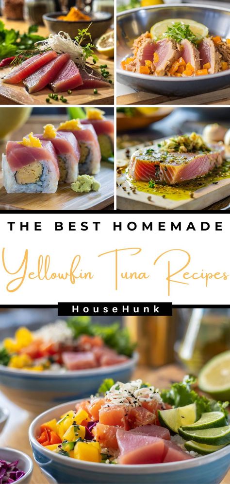 Looking for ways to enjoy the deliciousness of yellowfin tuna? Look no further! These 10 creative and flavorful recipes will inspire you to whip up something amazing, from poke bowls to seared tuna and more. Click here for the full collection and start cooking today! #yellowfintuna #recipes #seafood #pokebowl #seartuna #delicious #easyrecipes #dinnerideas #lunchideas #healthyrecipes Yellowfin Tuna Poke Bowl, Tuna Asian Recipe, Seared Tuna Poke Bowl, Tuna Fresh Recipes, Yellowfin Tuna Recipes, Yellow Fin Tuna Recipe Easy, Yellow Fin Tuna Recipes, Yellow Fin Tuna Recipes Steak, Yellowfin Tuna Steak Recipes