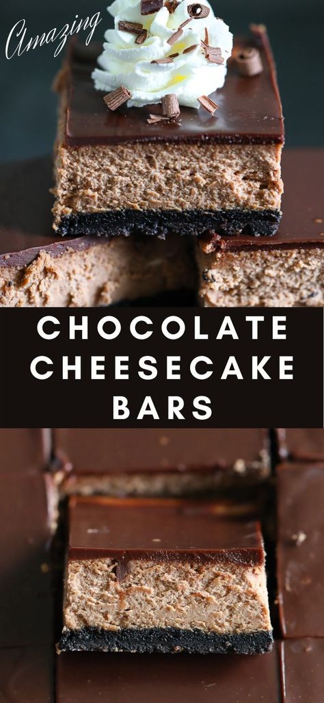 Chocolate Cheesecake Bars, Grill Dessert, Cheesecake Bar Recipes, Simply Home, Dessert Bar Recipe, Dessert Easy, Köstliche Desserts, Cheesecake Bars, Chocolate Cheesecake