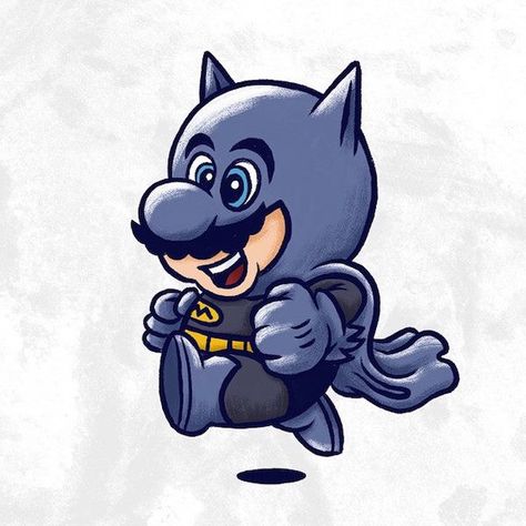 Mario + Batman = ❤️❤️❤️❤️❤️ Mario Costume, Dope Cartoons, Nintendo Characters, Super Mario Art, Nintendo Art, Super Mario Brothers, Mario Art, Mario And Luigi, Cartoon Crossovers