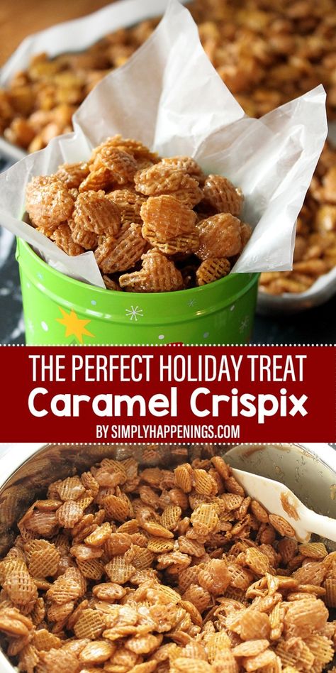 Caramel Crispix Recipe, Crispix Snack Mix Recipe, Crispix Snack Mix, School Movie Night, Chex Mix Recipes Sweet, Crunchy Caramel, Cereal Snacks, Chex Mix Recipes, Work Parties