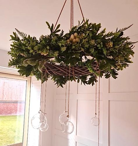 Ceiling Wreath, Chandelier Wreath, Wreath Chandelier, Hanging Tea Lights, Christmas Chandelier, Outdoor Chandelier, Candle Wreaths, Hanging Chandelier, Hanging Wreath