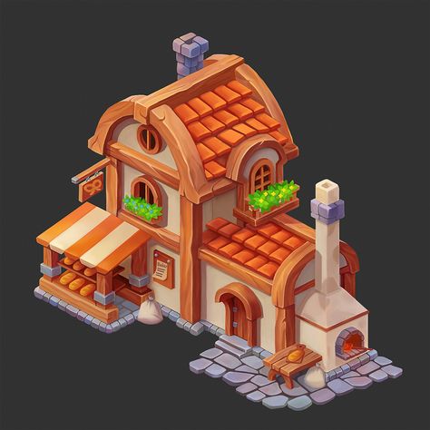 Piskel Art, Farm Games, Cartoon House, House Games, Casual Art, 2d Game Art, Isometric Art, Game Props, Low Poly Art