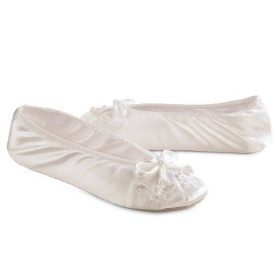 Amazon.com: Isotoner Embroidered Pearl Satin Ballerina: Shoes $17.00 Snow Boots Winter, White Slippers, Ballerina Slippers, Snow Boots, Umbrella, Slippers, Satin, White