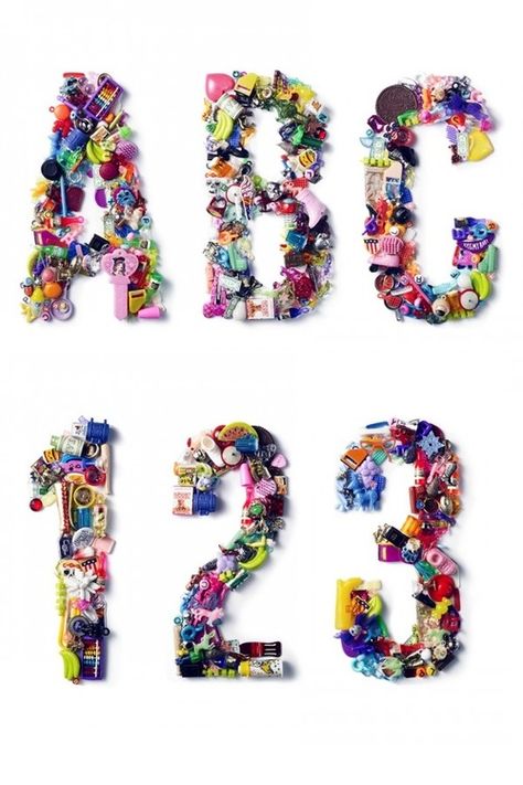 This could be a fun class activity. Each child bring something in #craft #fun #diy #abc #123 #learning Words Made Out Of Objects, Type Made Out Of Objects, Colorful Objects, Experimental Typography, Kindergarten Projects, Colour Therapy, Class Activity, Custom Typography, Letter Find