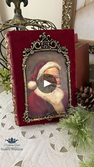 2.7K views · 2K reactions | Magical altered book by @nancybeedesigns ❤️

🎅 Decoupage Queen “Teresa Rene Art - Christmas Four pack rice paper | Decoupage Queen Altered Art Christmas, Book Art Christmas, Busted Canvas, Altered Canvas, Arch Decor, Paper Decoupage, Rice Paper Decoupage, Creative Box, Different Holidays